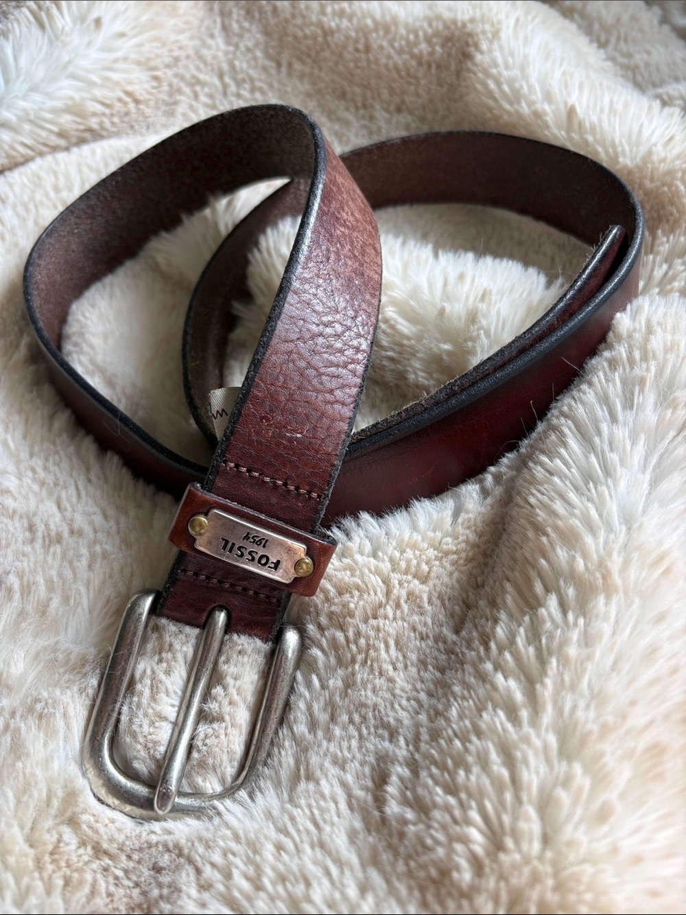 Fossil Women's Brown Leather Belt with Silver Buckle